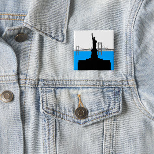 Statue of Liberty Silhouette New York Skyline 15 Cm Square Badge