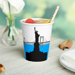 Statue of Liberty Silhouette New York Skyline Paper Cups
