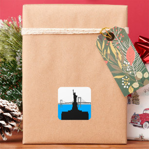 Statue of Liberty Silhouette New York Skyline Square Sticker