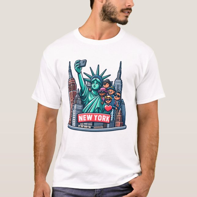 Statue of Liberty Snaps Selfie T-Shirt (Front)