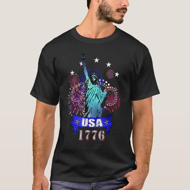 Statue Of Liberty Statue 1776 USA New York City T-Shirt (Front)