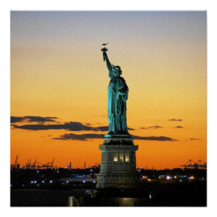 Statue of Liberty Sunset New York Poster
