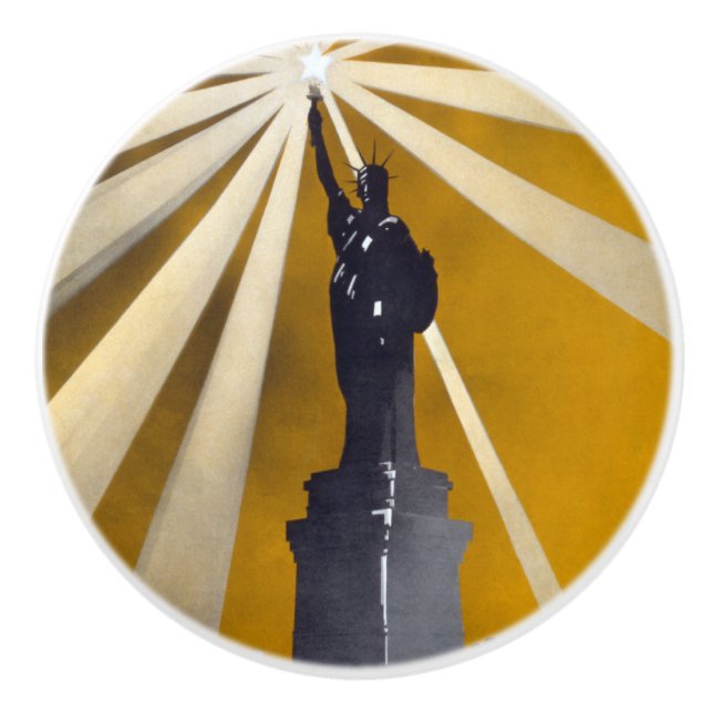 Statue of Liberty Torch & US Navy World War II    Ceramic Knob (Front)