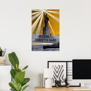 Statue of Liberty Torch & US Navy World War II    Poster
