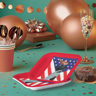 Statue of Liberty Torch with American Flag  Paper Plate