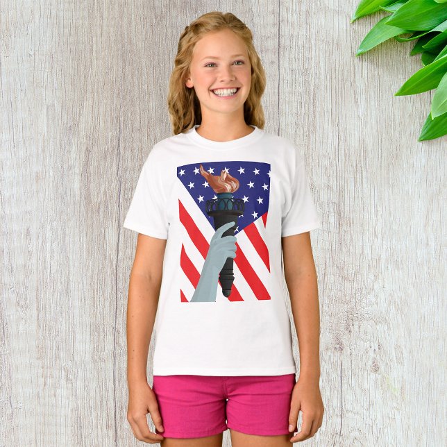 Statue of Liberty Torch with American Flag  T-Shirt (Creator Uploaded)