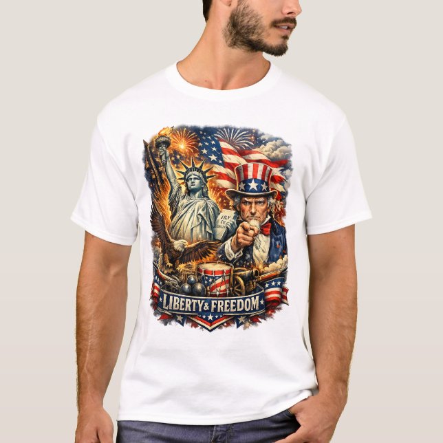 Statue of Liberty & Uncle Sam Freedom Tee (Front)