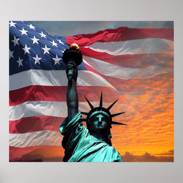 Statue of Liberty US Flag Poster (Front)