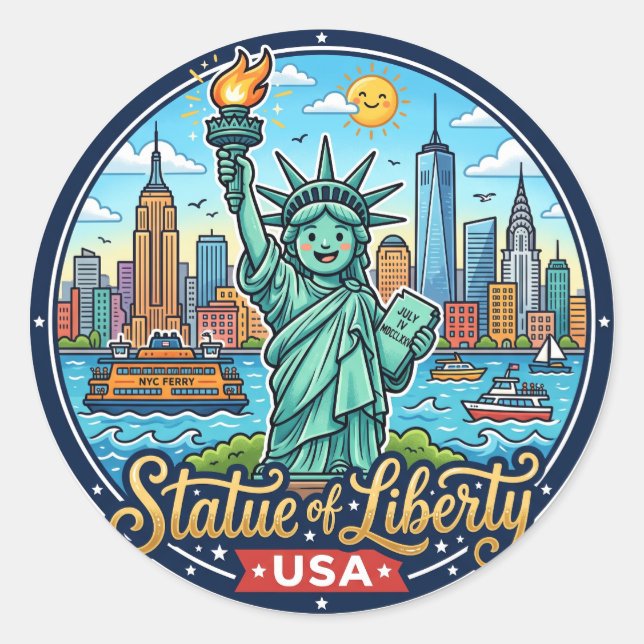 Statue of Liberty USA Classic Round Sticker (Front)