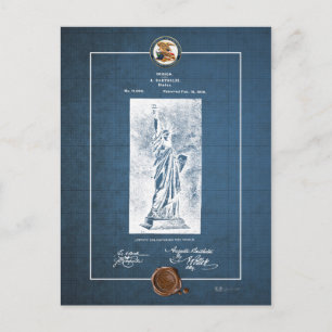 Statue of Liberty Vintage Patent Blueprint Postcard