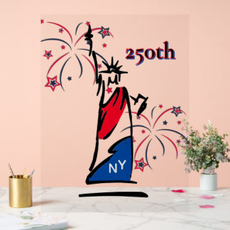 Statue of Liberty w/ Fireworks 250th Independence Acrylic Sign