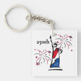 Statue of Liberty w/ Fireworks 250th Independence Key Ring