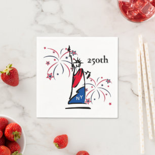 Statue of Liberty w/ Fireworks 250th Independence Napkin