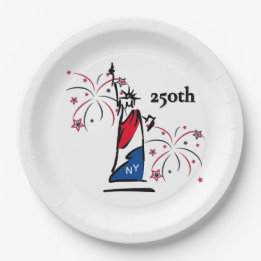 Statue of Liberty w/ Fireworks 250th Independence Paper Plate