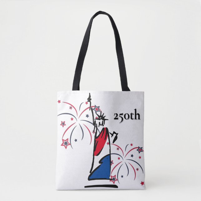 Statue of Liberty w/ Fireworks 250th Independence Tote Bag (Front)