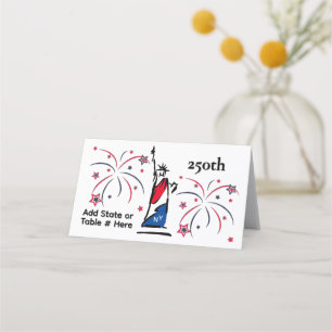 Statue of Liberty w/ Fireworks 250th Text Area Place Card