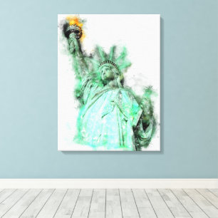 Statue of Liberty Watercolor Close-up Portrait Canvas Print