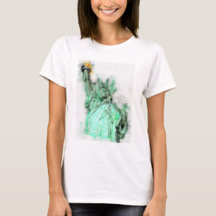 Statue of Liberty Watercolor Close-up Portrait T-Shirt