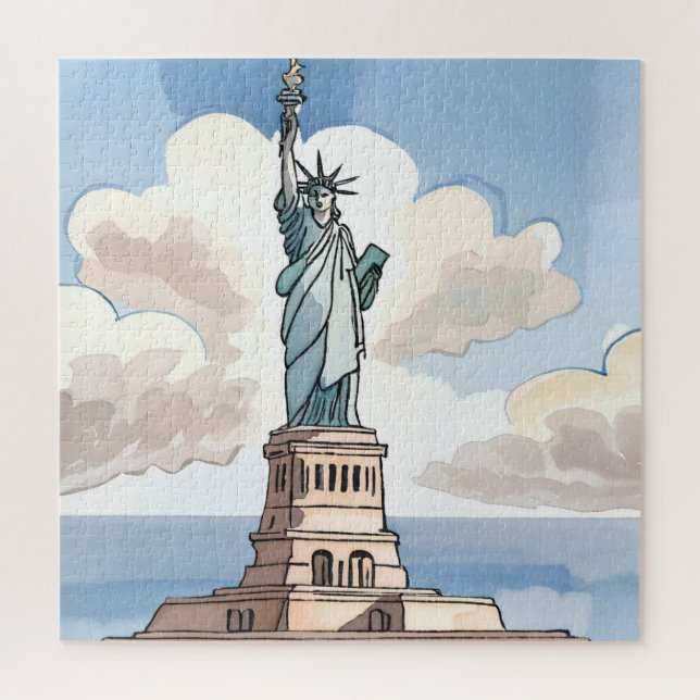 Statue of Liberty | Watercolor Landmark Jigsaw Puzzle (Vertical)