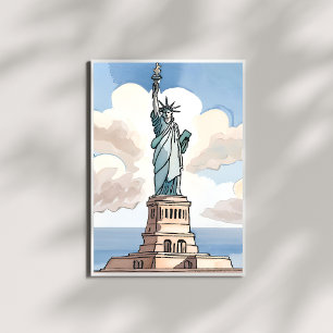 Statue of Liberty   Watercolor Landmark Poster