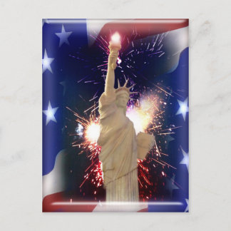 Statue of Liberty with 4th of July Fireworks Postcard