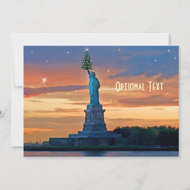 Statue of Liberty with Christmas Tree Custom Invitation (Front)