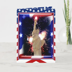 Statue of Liberty with Fireworks for 4th of July Card