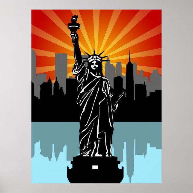 Statue of Liberty with New York Skyline Poster (Front)