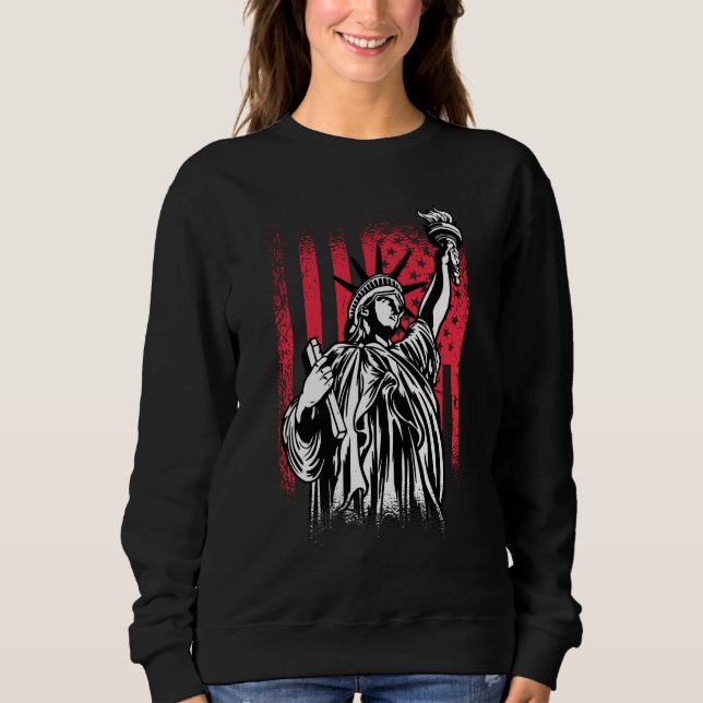 Statue Of Liberty With USA Flag Sweatshirt (Front)