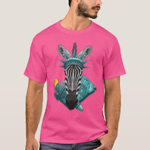 Statue Of Liberty Zebra 4th Of July Animal Usa Ame T-Shirt
