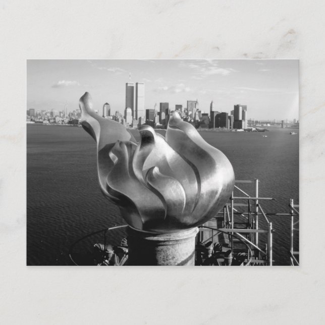 Statue of Liberty's Flame and Manhattan Skyline Postcard (Front)