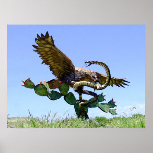 Statue of Mexican coat of arms Poster