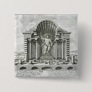 Statue of Olympian Zeus, made by Phidias in gold a 15 Cm Square Badge