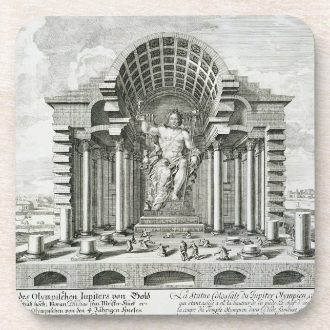 Statue of Olympian Zeus, made by Phidias in gold a Coaster (Front)