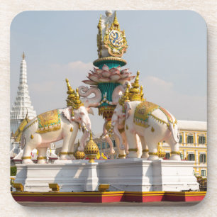 Statue of pink elephants Bangkok Thailand Coaster