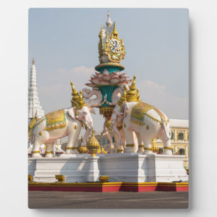 Statue of pink elephants Bangkok Thailand Plaque
