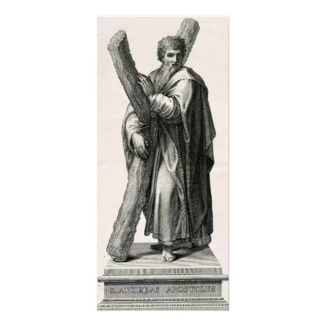 Statue of Saint Andrew Apostle with cross Rack Card (Front)