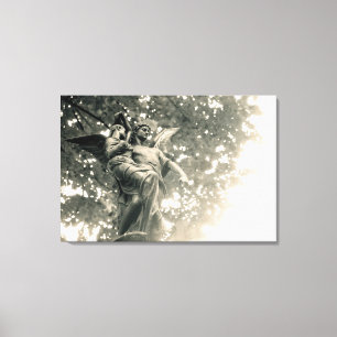 Statue of St Michael, Pere Lachaise Cemetery, Canvas Print