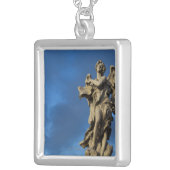 statue of the Angel with superscription on Sant Silver Plated Necklace (Front Right)