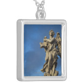 statue of the Angel with superscription on Sant Silver Plated Necklace (Front Left)