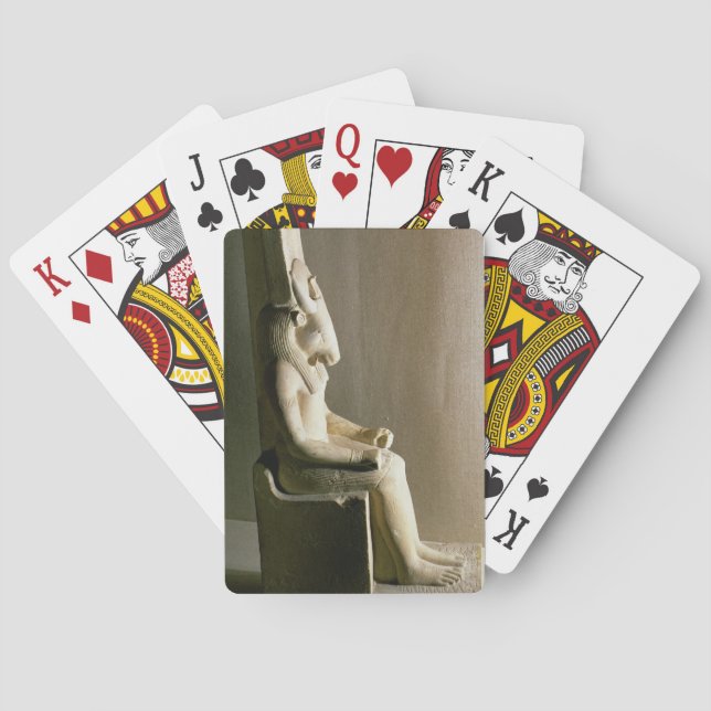 Statue of the god Montu with the head of a bull, f Playing Cards (Back)