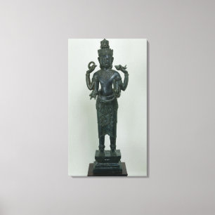 Statue of Vishnu in his triple form of Vishnu Canvas Print