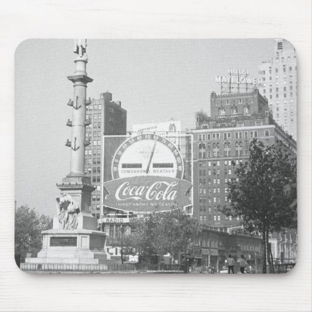 Statue on american city square B&W Mouse Pad (Front)