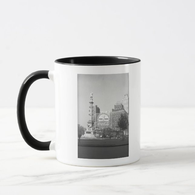Statue on american city square B&W Mug (Left)