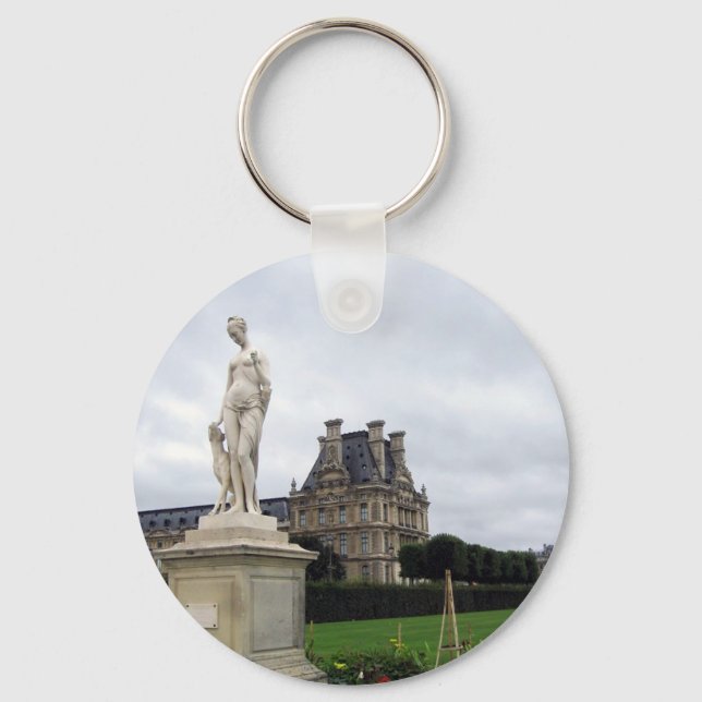 Statue on the Louvre Grounds Key Ring (Front)
