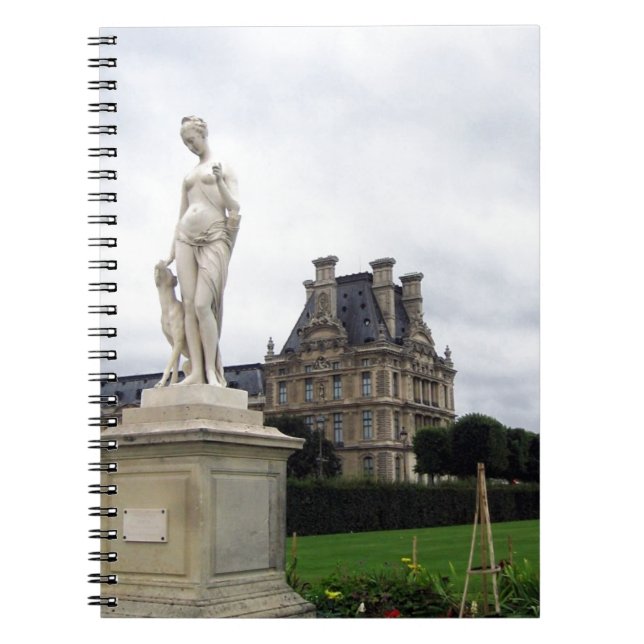 Statue on the Louvre Grounds Spiral Notebook (Front)