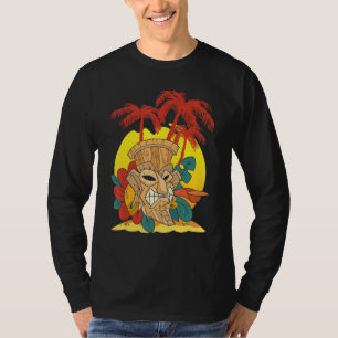 Statue Tiki Mask Polynesian Luau Party Hawaiian Ti T-Shirt