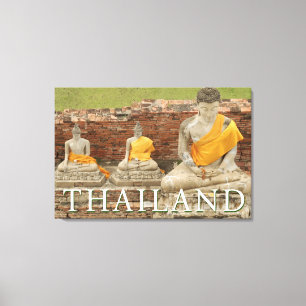 Statues of Sitting Buddhas   Ayutthaya, Thailand Canvas Print