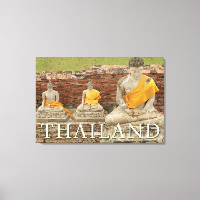 Statues of Sitting Buddhas | Ayutthaya, Thailand Canvas Print (Front)