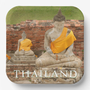 Statues of Sitting Buddhas   Ayutthaya, Thailand Paper Plate